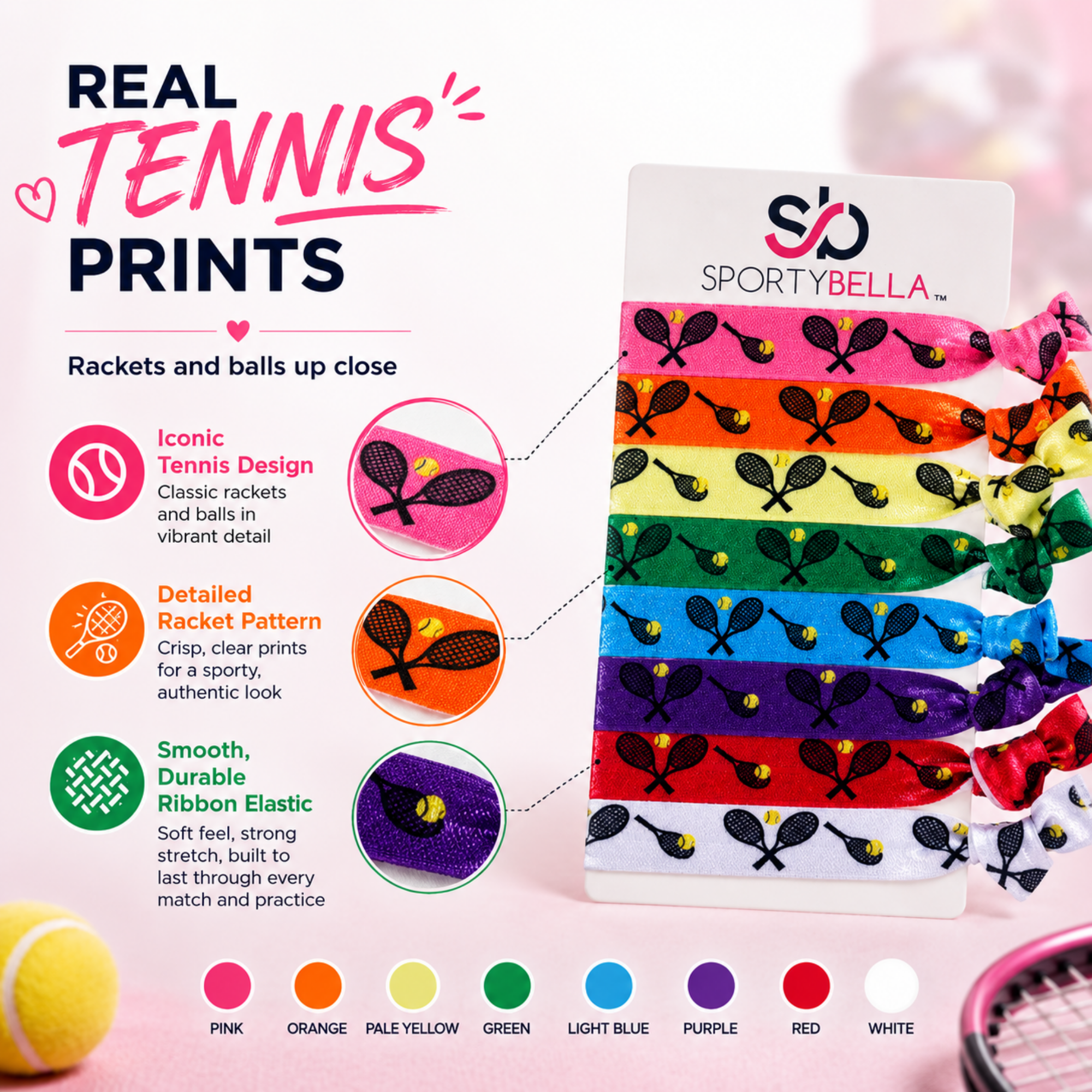 Tennis Hair Ties- Multi Colored