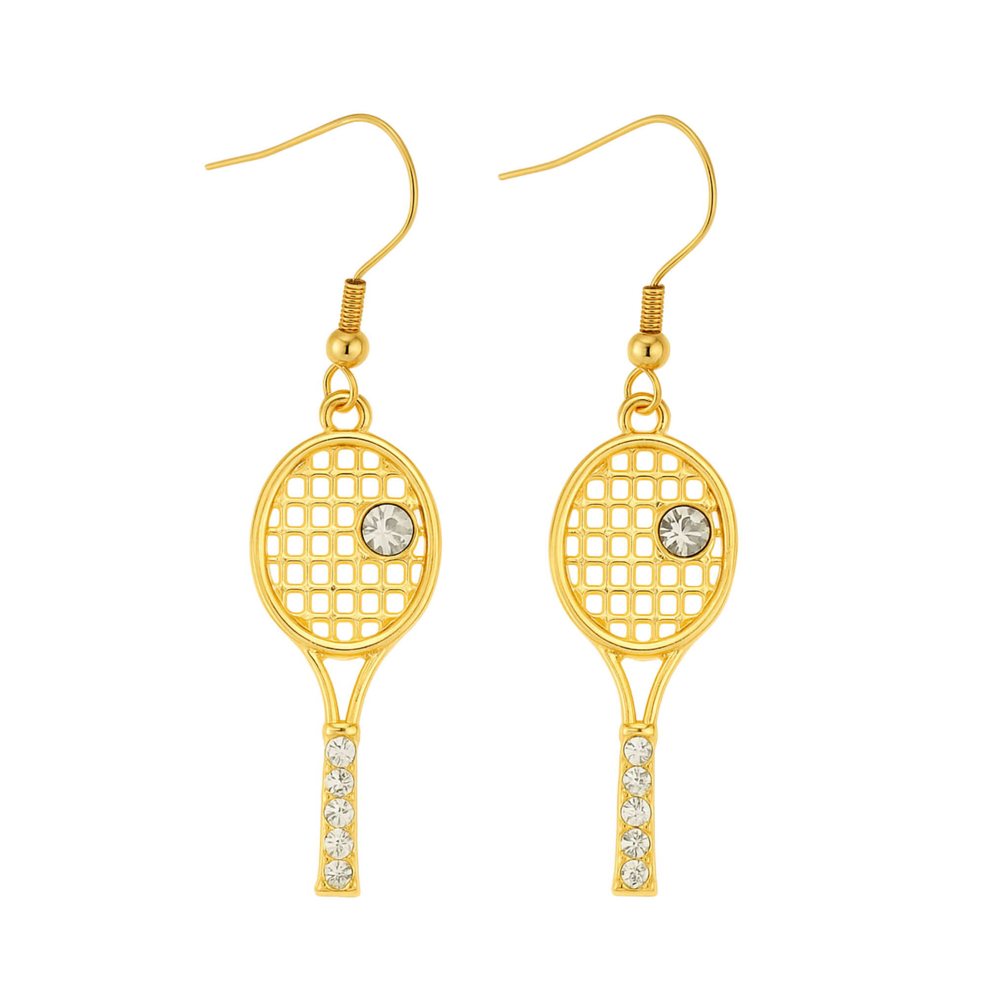 Tennis Rhinestone Racket Dangle Earrings