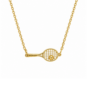 Tennis Racket Pendant Necklace 18K Gold