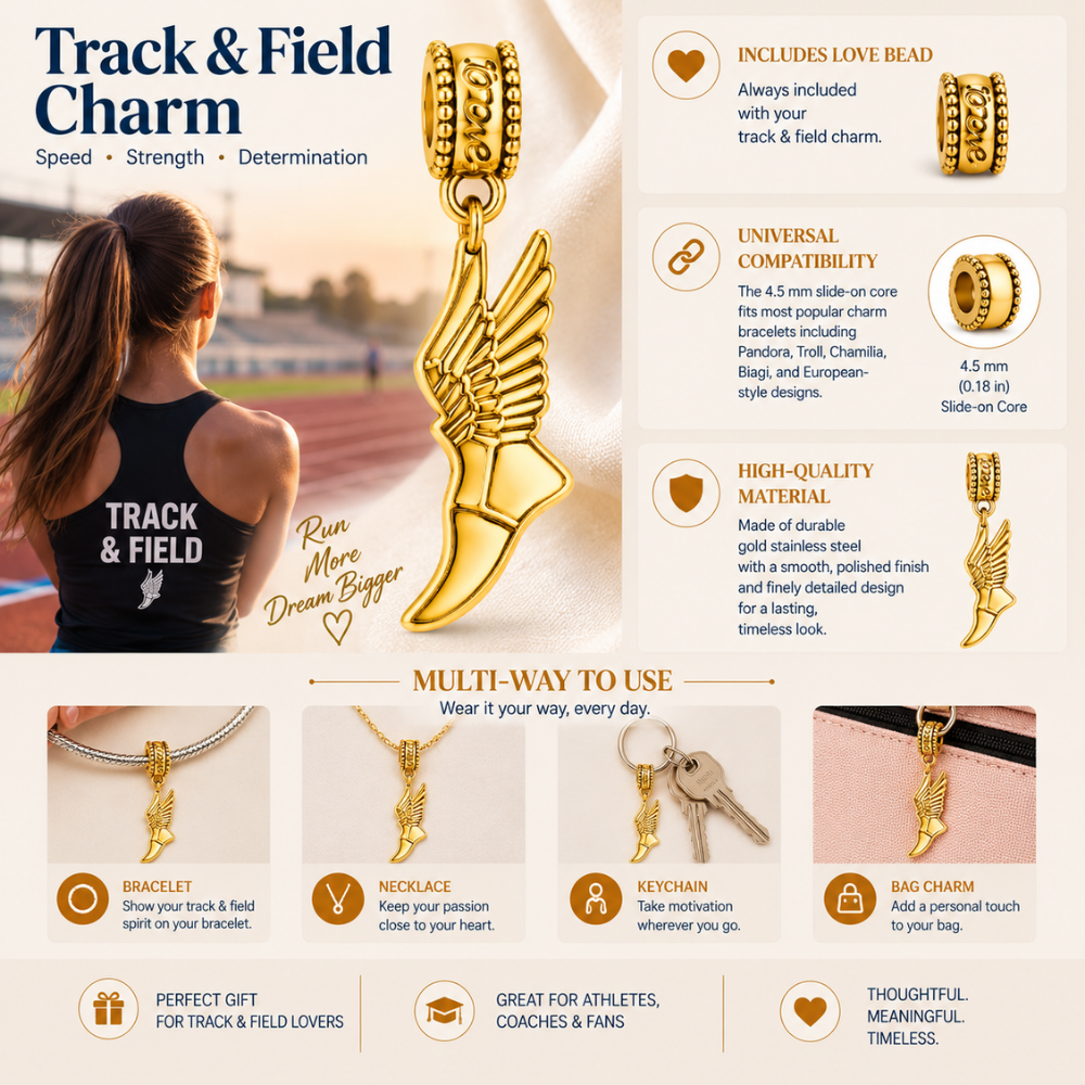 Track Running Charm Bead - Gold