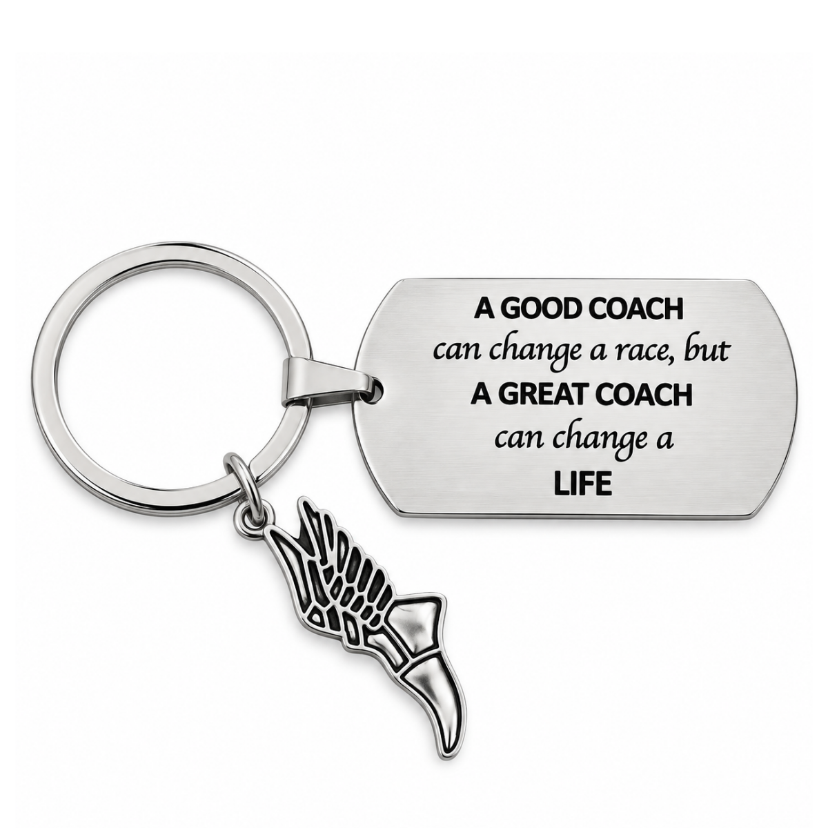 Track Coach Keychain, A Good Coach Can Change a Race But a Great Coach Can Change a Life Keychain