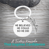 He Believed He Could So He Did track and field keychain with silver running shoe charm