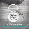 I Believed I Could So I Did track and field keychain with silver running shoe charm