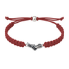 Maroon rope bracelet with sneaker charm positioned in center
