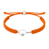 Orange rope bracelet with silver-tone pickleball paddle charm