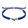 Navy blue bracelet with silver-tone sneaker charm laid flat