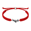 Red rope bracelet featuring a silver-plated sneaker charm