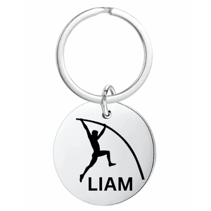 Boys Pole Vault Engraved Keychain