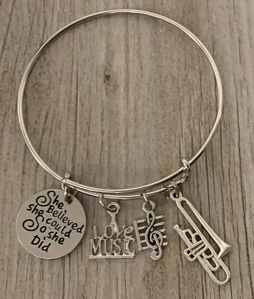 Trumpet Bracelet with Inspirational Charm