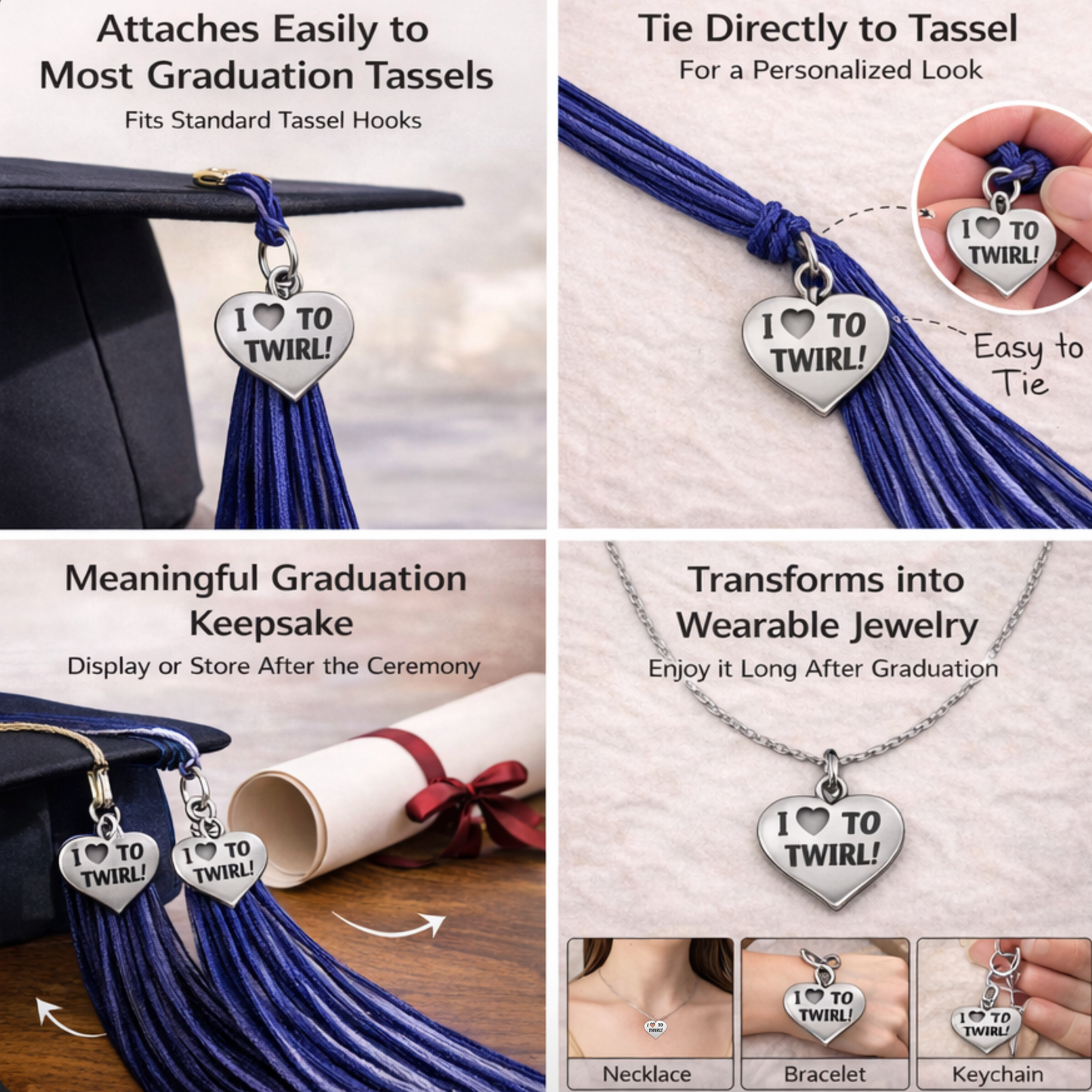 Baton Twirl Graduation Tassel Charm