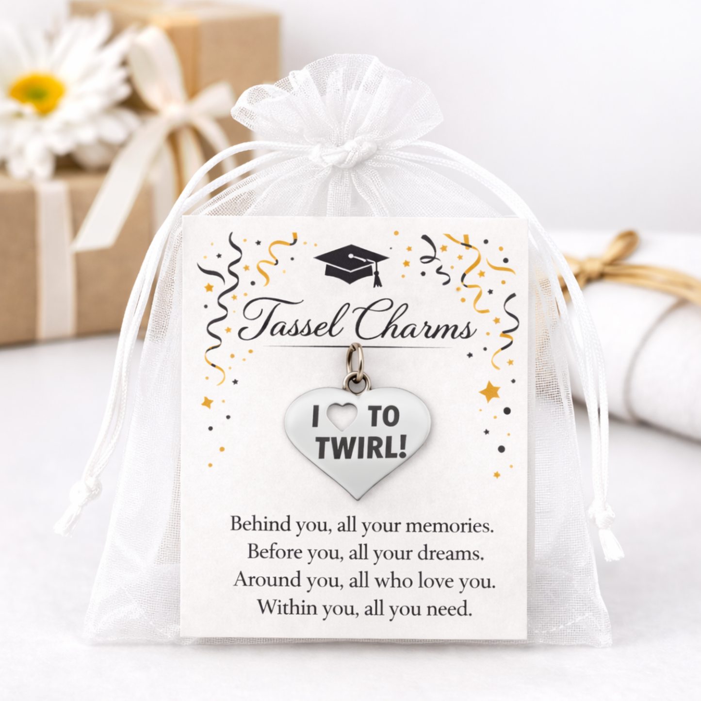 Baton Twirl Graduation Tassel Charm