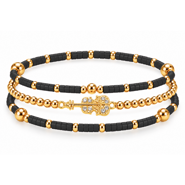 Violin Music Instrument Bracelet Stack