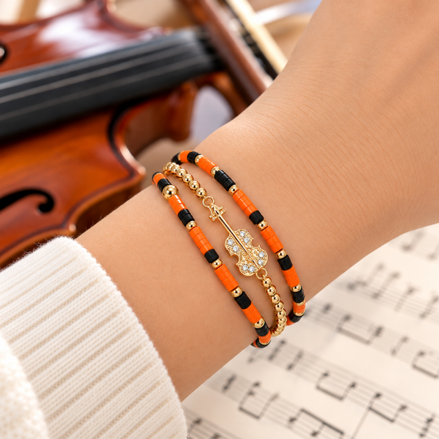 Violin Music Instrument Bracelet Stack