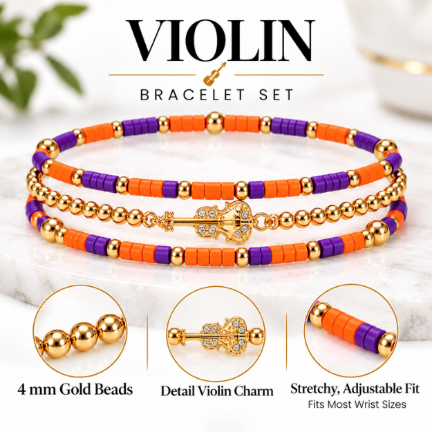Violin Music Instrument Bracelet Stack