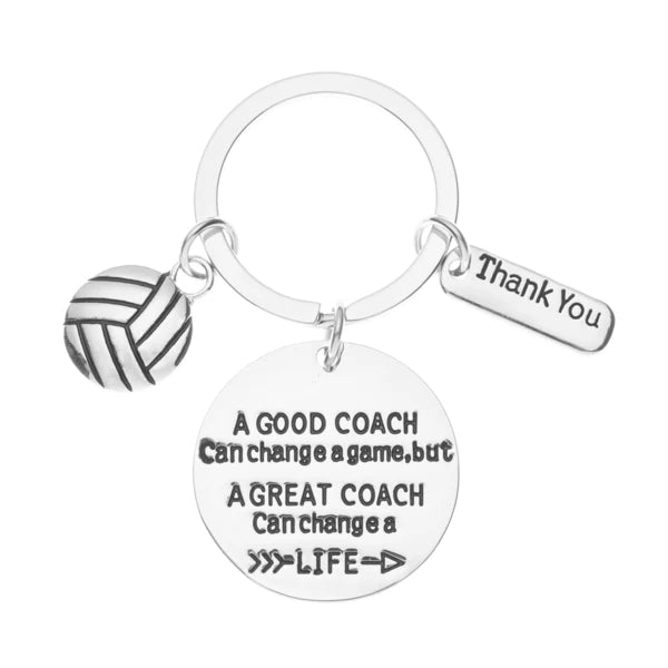 Volleyball Coach Keychain, A Good Coach Can Change a Game But a Great Coach Can Change a Life Keychain