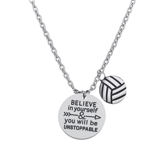 Volleyball Believe In Yourself Necklace - Pick Charm