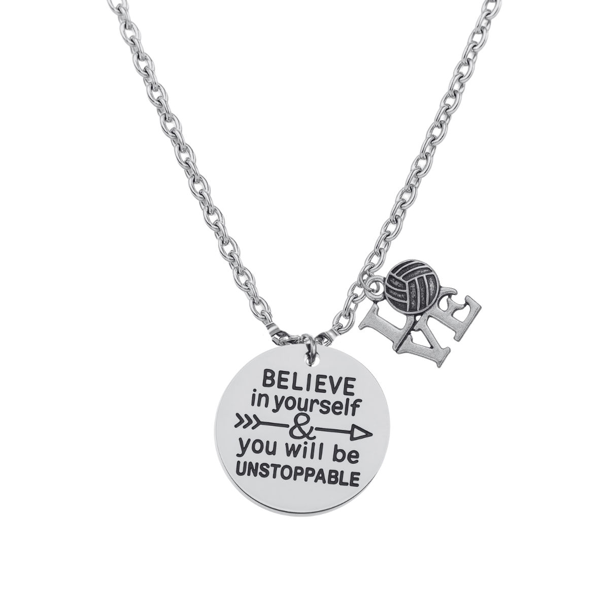 Volleyball Believe In Yourself Necklace - Pick Charm