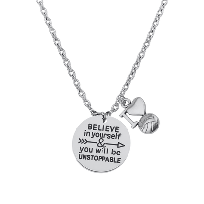 Volleyball Believe In Yourself Necklace - Pick Charm