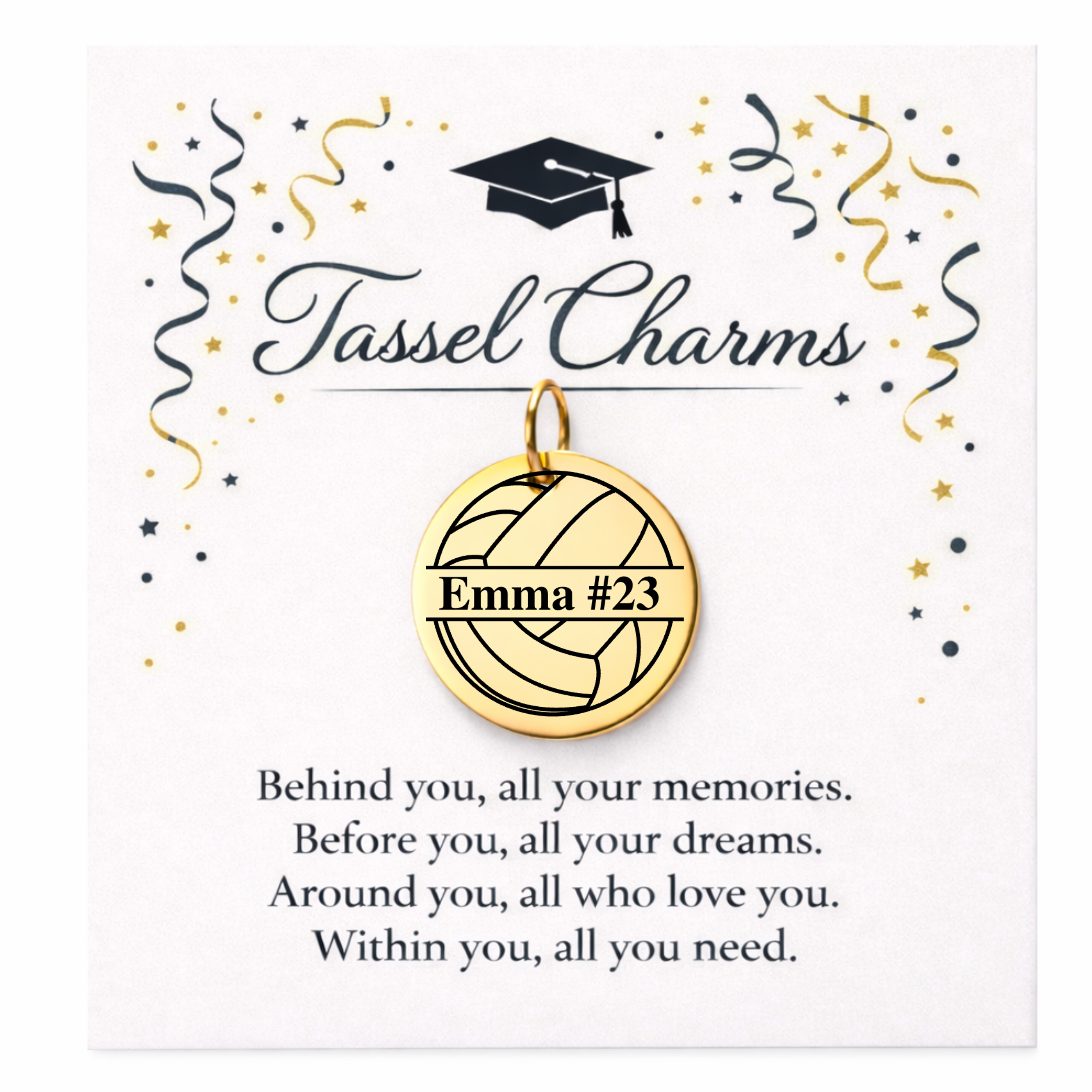 Volleyball Engraved Tassel Charm