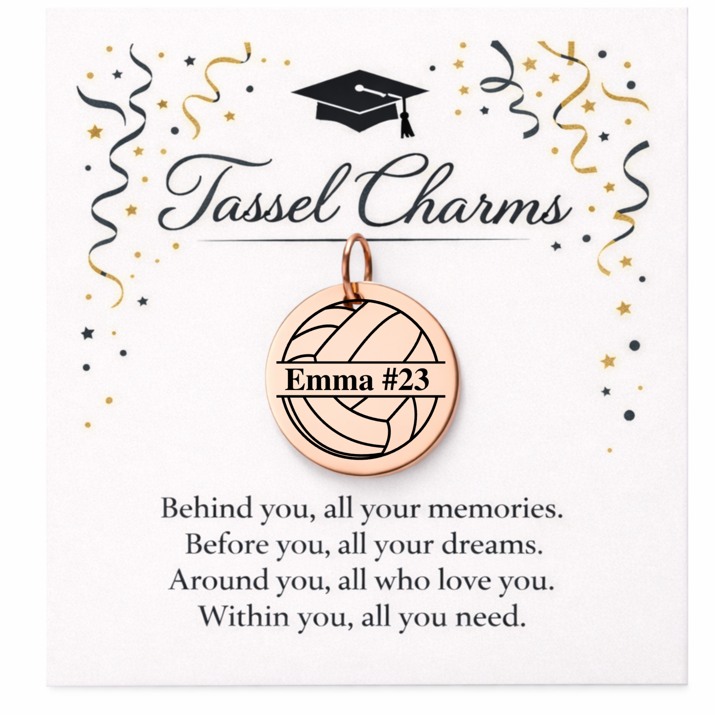 Volleyball Engraved Tassel Charm