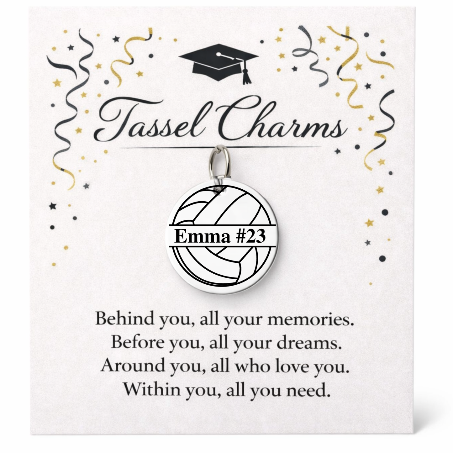 Volleyball Engraved Tassel Charm