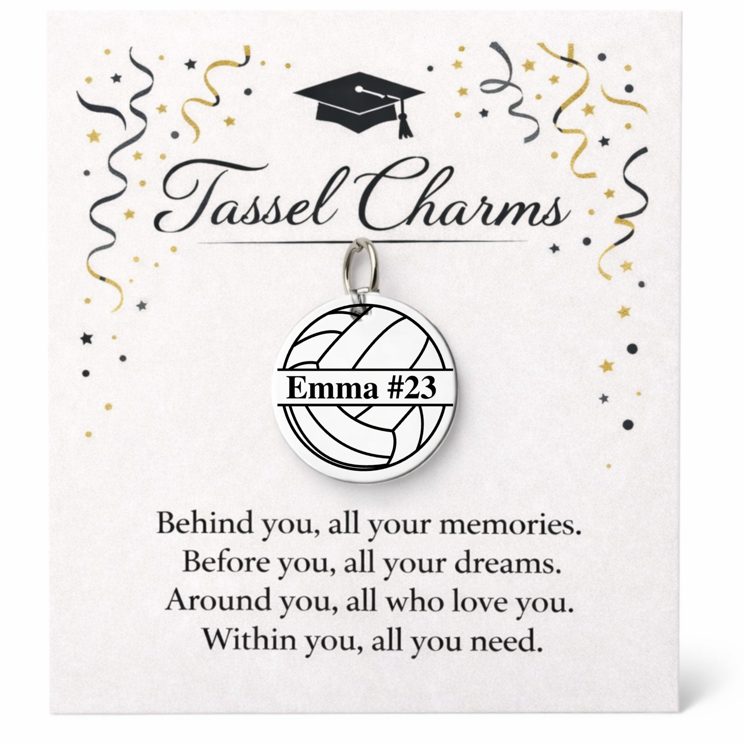 Volleyball Engraved Tassel Charm
