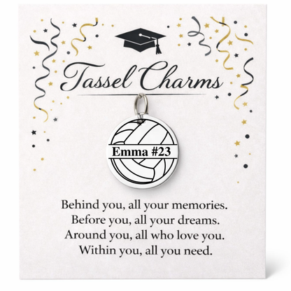 Volleyball Engraved Tassel Charm