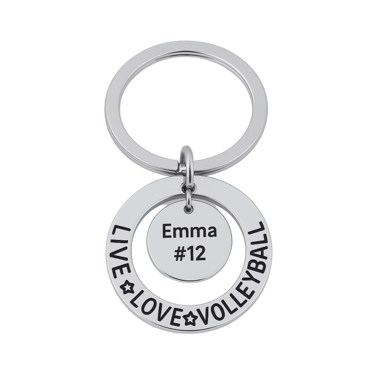 Volleyball Charm Round Keychain Perfect Gift with Choice of Engraving for Players