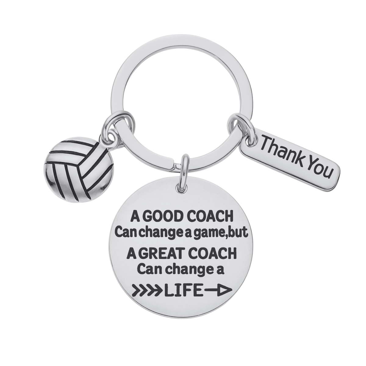 Volleyball Coach Keychain, A Good Coach Can Change a Game But a Great Coach Can Change a Life Keychain