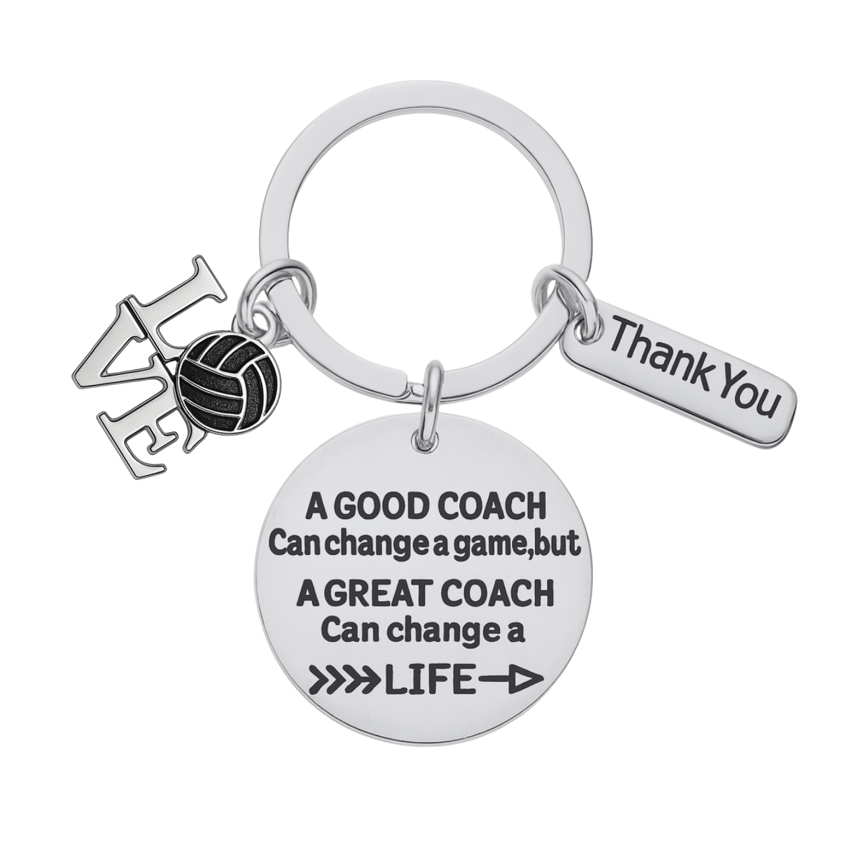 Volleyball Coach Keychain, A Good Coach Can Change a Game But a Great Coach Can Change a Life Keychain