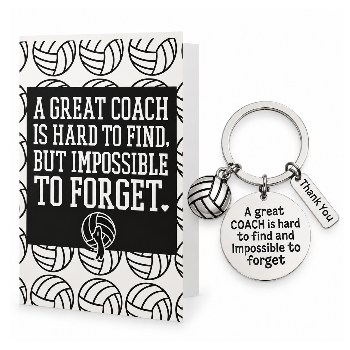 Volleyball Coach Keychain & Card Gift Set - A Great Coach is Hard to Find
