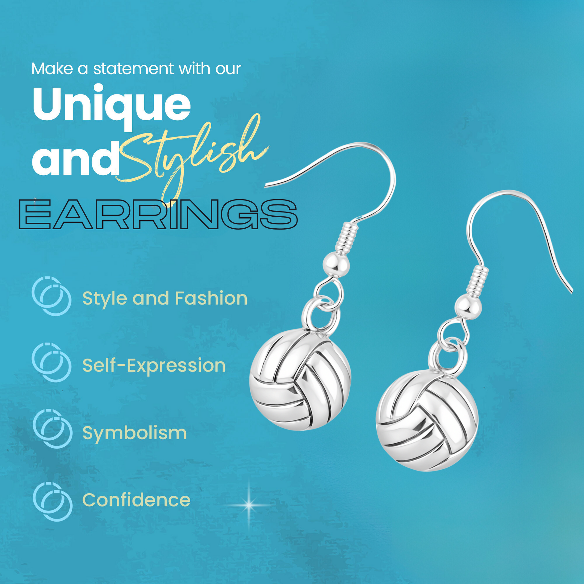 Volleyball earrings with icons for stylish, durable, and lightweight sports jewelry