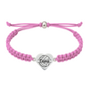 Light Pink volleyball bracelet featuring silver heart charm, engraved with custom text