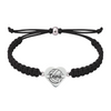 Black rope bracelet featuring engraved heart-shaped volleyball charm with custom name