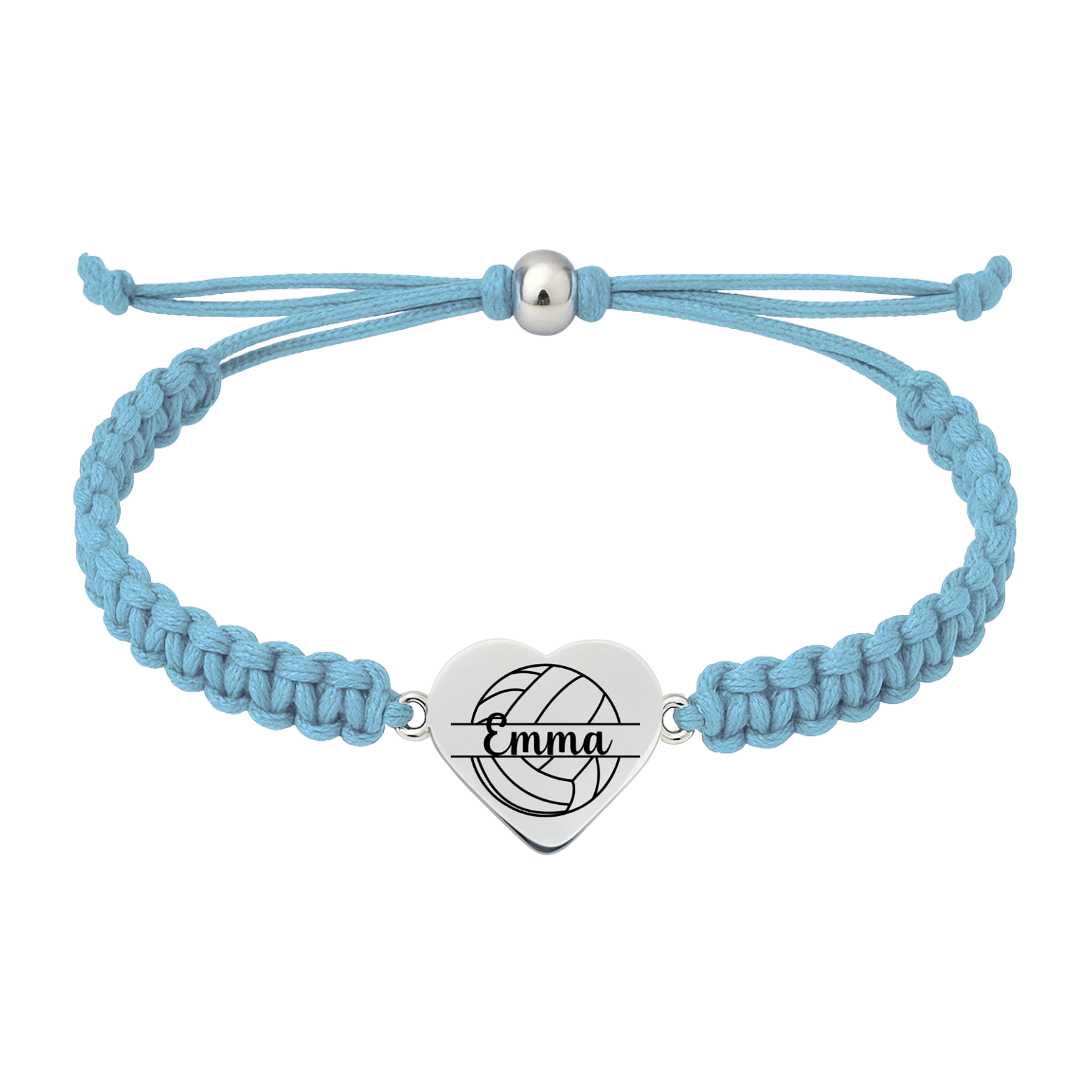 Personalized Volleyball Heart Rope Bracelet