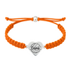 Orange bracelet with custom volleyball charm centered on braided cord