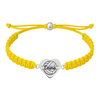Yellow rope bracelet with engraved heart volleyball charm and adjustable ends