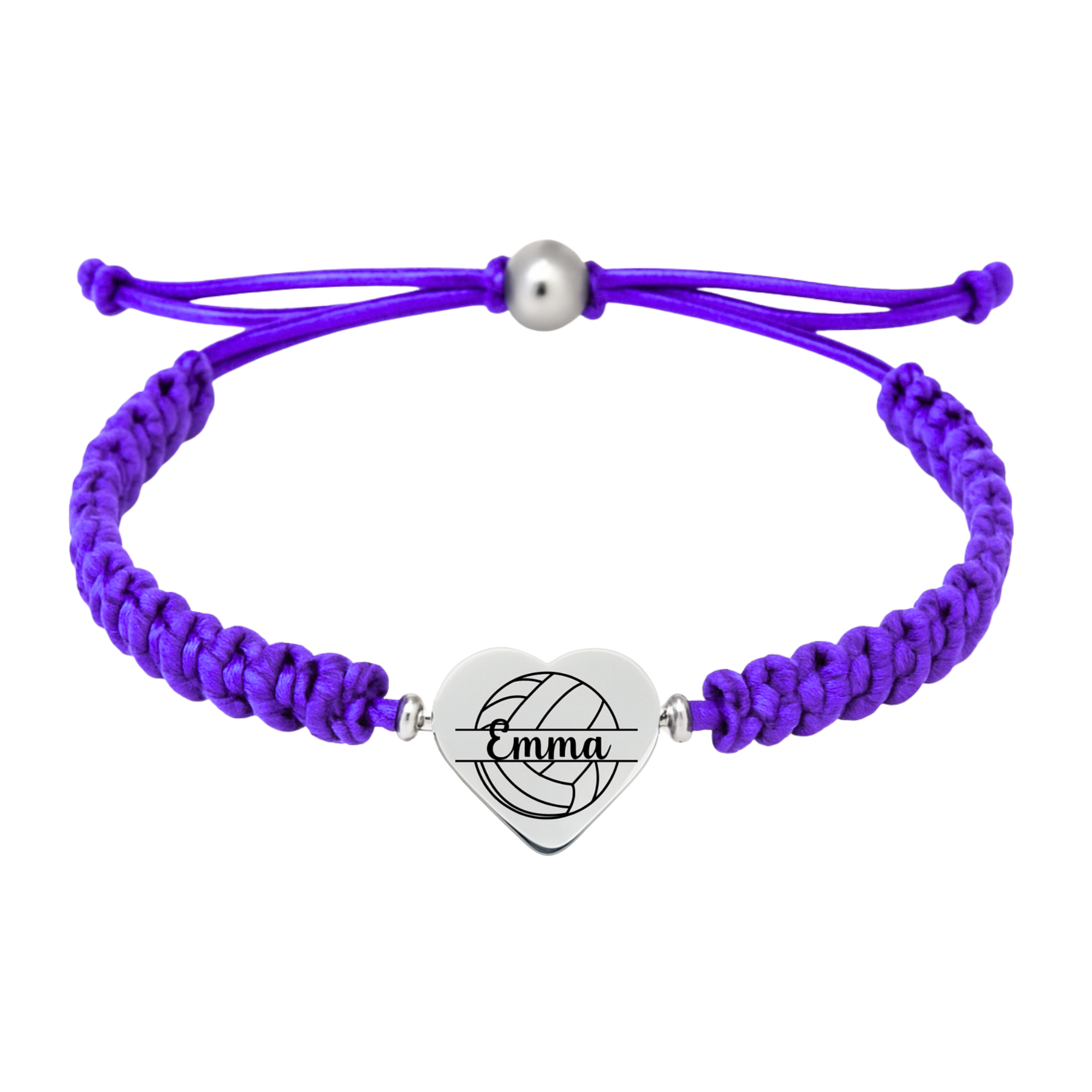 Personalized Volleyball Heart Rope Bracelet