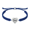Navy blue braided rope bracelet with engraved volleyball charm for personalization