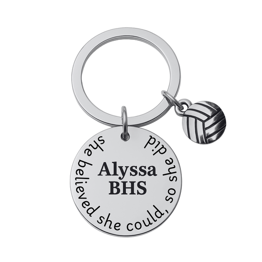 Volleyball Keychain- Engraved She Believed She Could So She Did Keychain