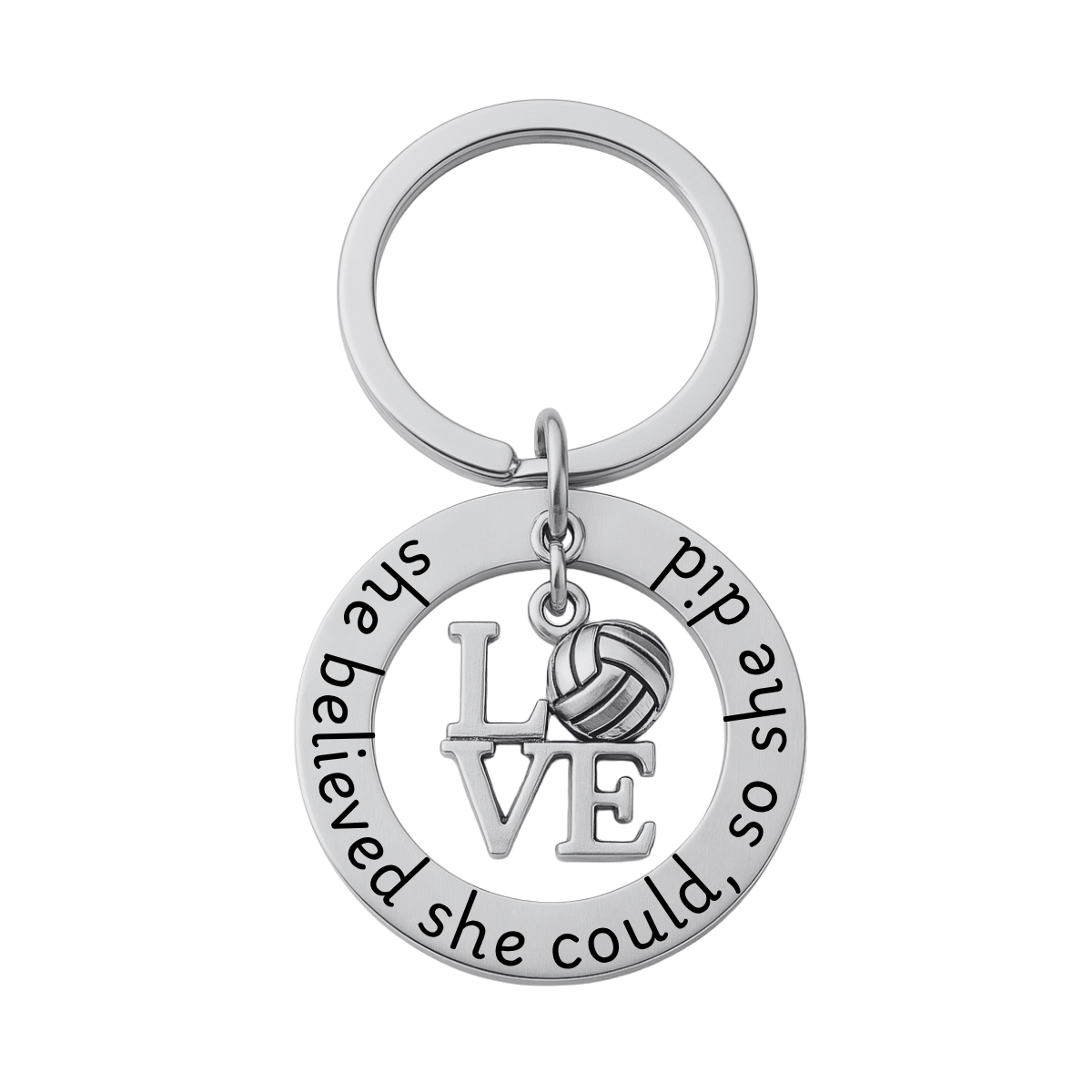 Volleyball Keychain- She Believed She Could So She Did