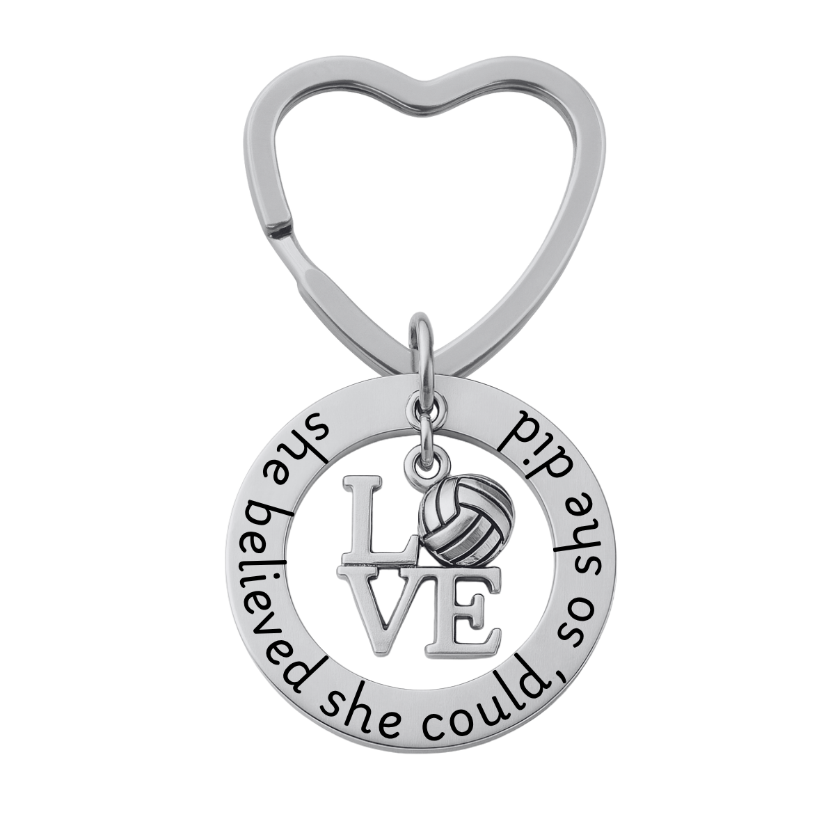 Volleyball Keychain- She Believed She Could So She Did
