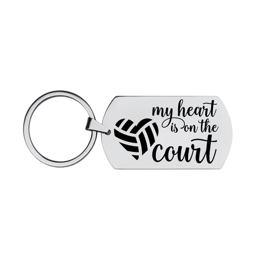Volleyball Keychain - Heart is on the Court