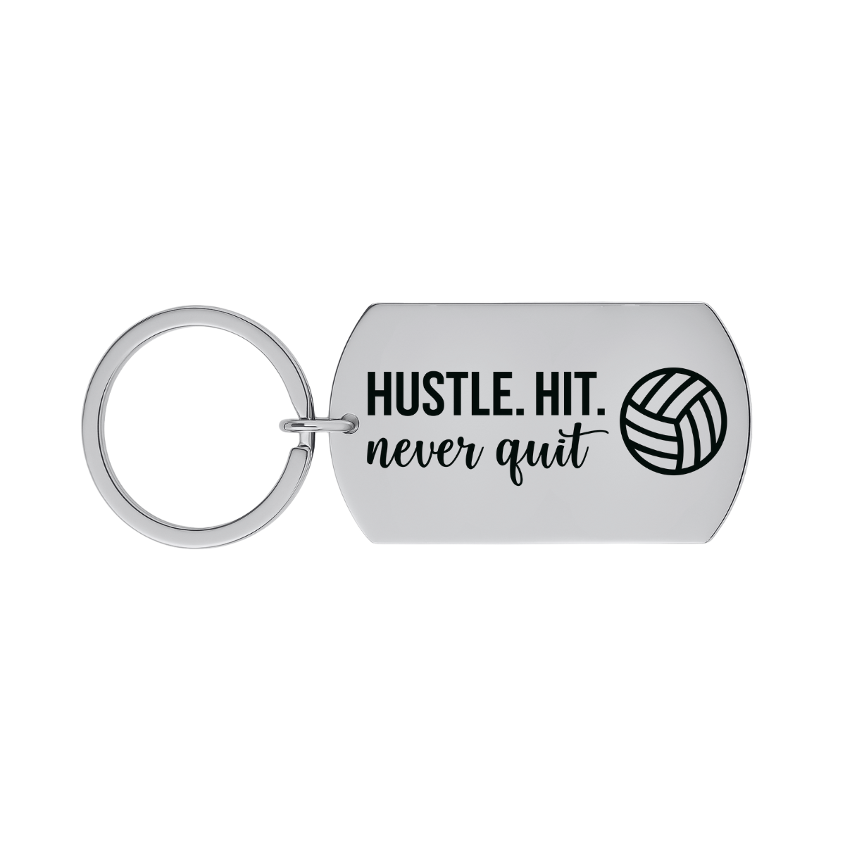Volleyball Keychain - Hustle Hit Never Quit