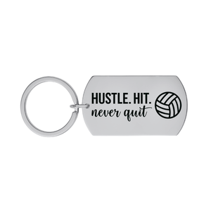 Volleyball Keychain - Hustle Hit Never Quit