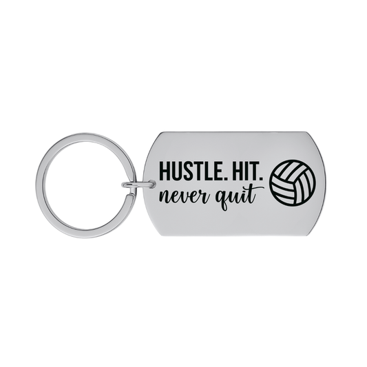 Volleyball Keychain - Hustle Hit Never Quit