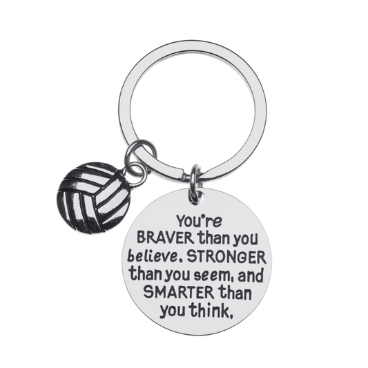 Volleyball Keychain - Inspirational You’re Braver than you Believe