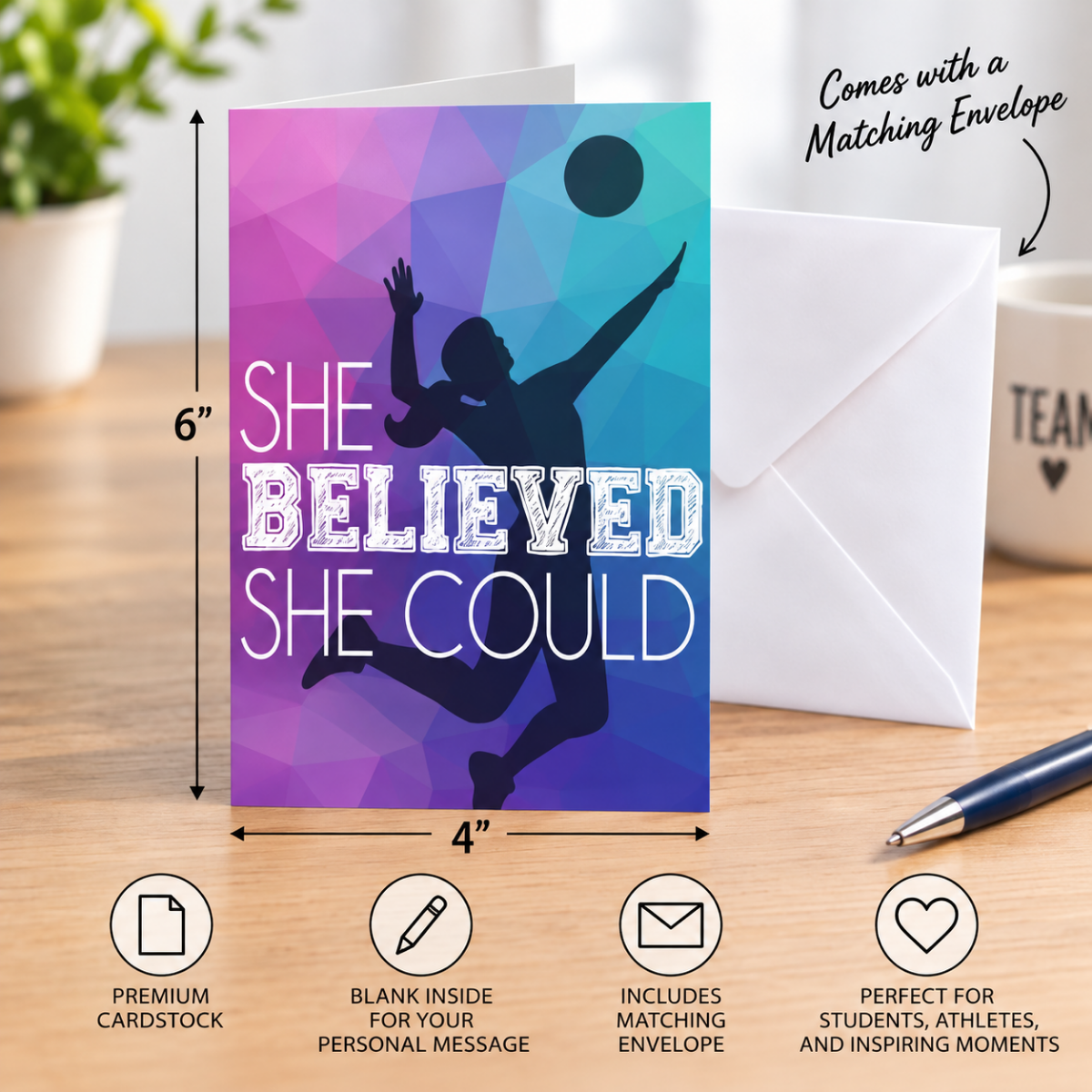 Volleyball Keychain & Card Gift Set