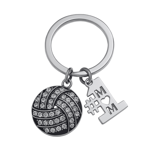 Volleyball Mom Rhinestone Keychain