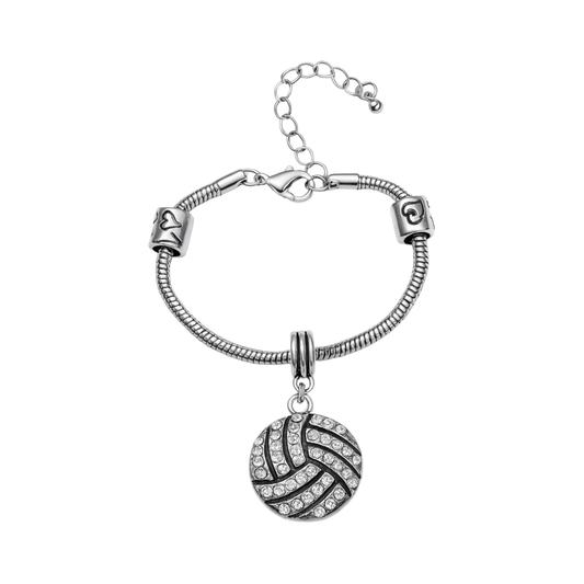 Volleyball Rhinestone Charm Bracelet
